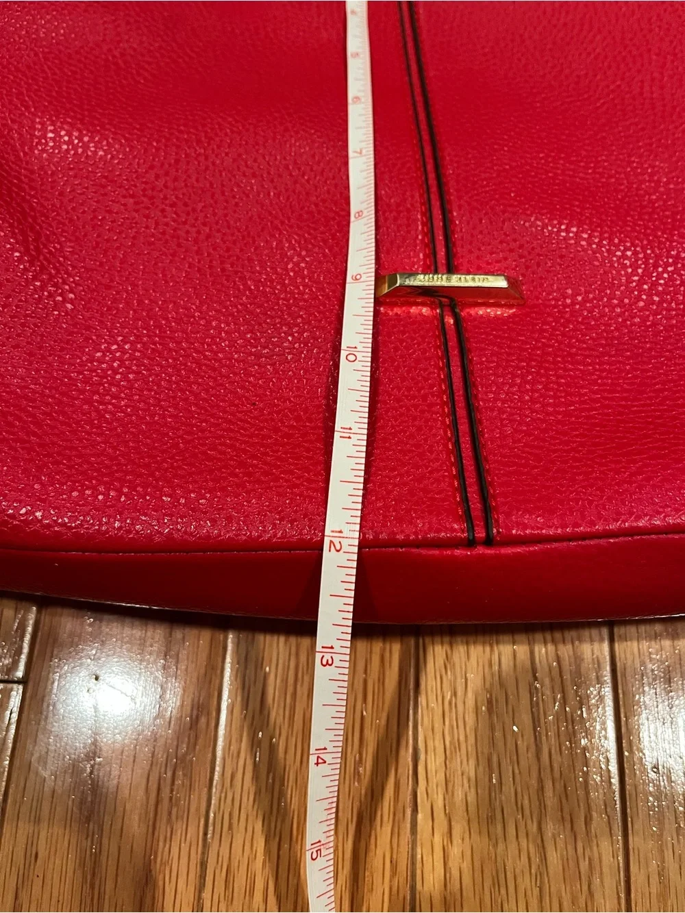 Anne Klein Red Pebbled Leather Shoulder Bag